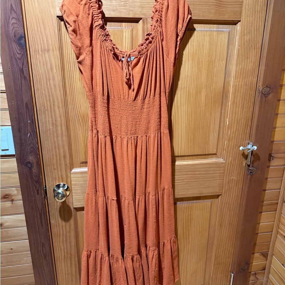 Newport News Rust Orange Maxi Dress